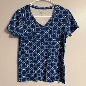 Croft & Barrow Navy Geometric Short Sleeve Tee Size Small